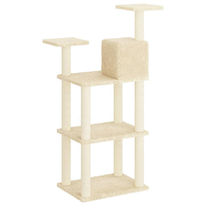 Cat Tree with Sisal Scratching Posts Cream 118.5 cm