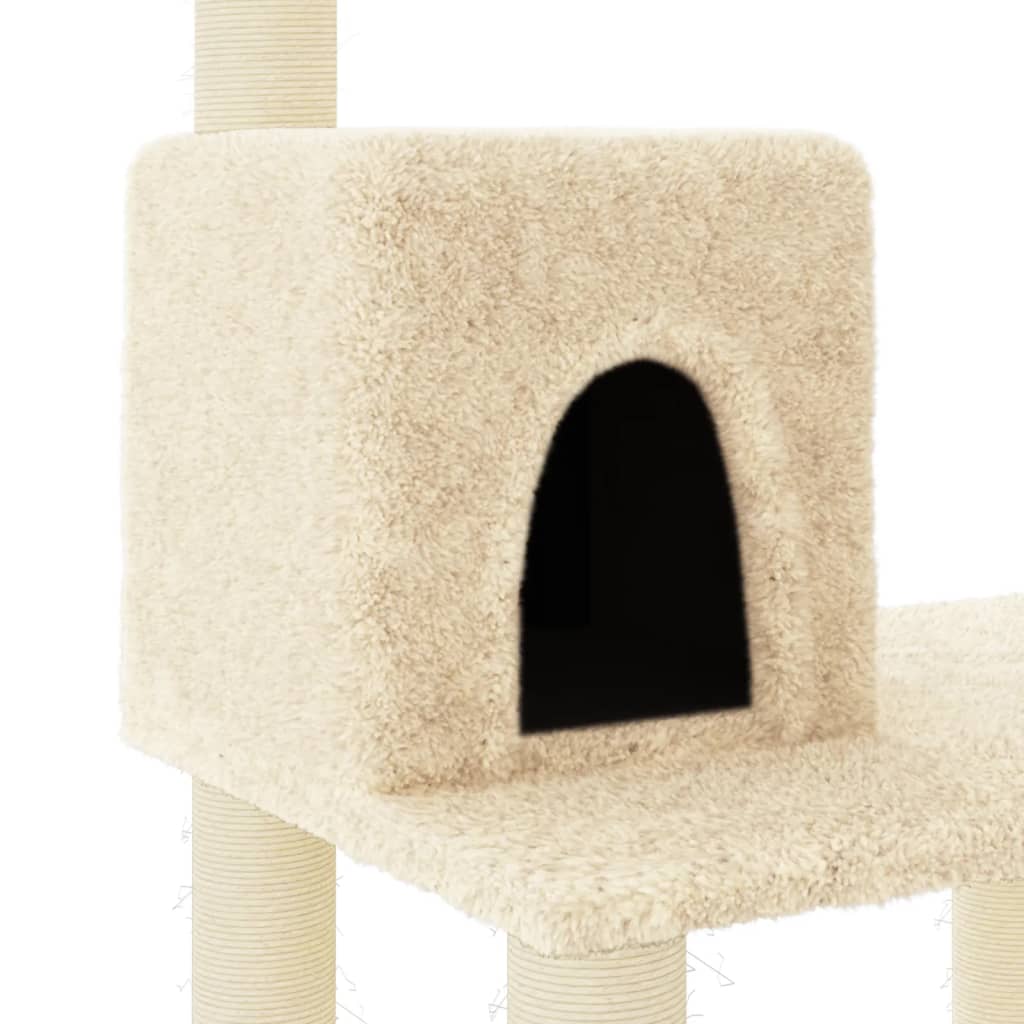 Cat Tree with Sisal Scratching Posts Cream 118.5 cm
