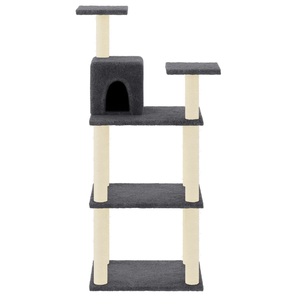 Cat Tree with Sisal Scratching Posts Dark Grey 118.5 cm