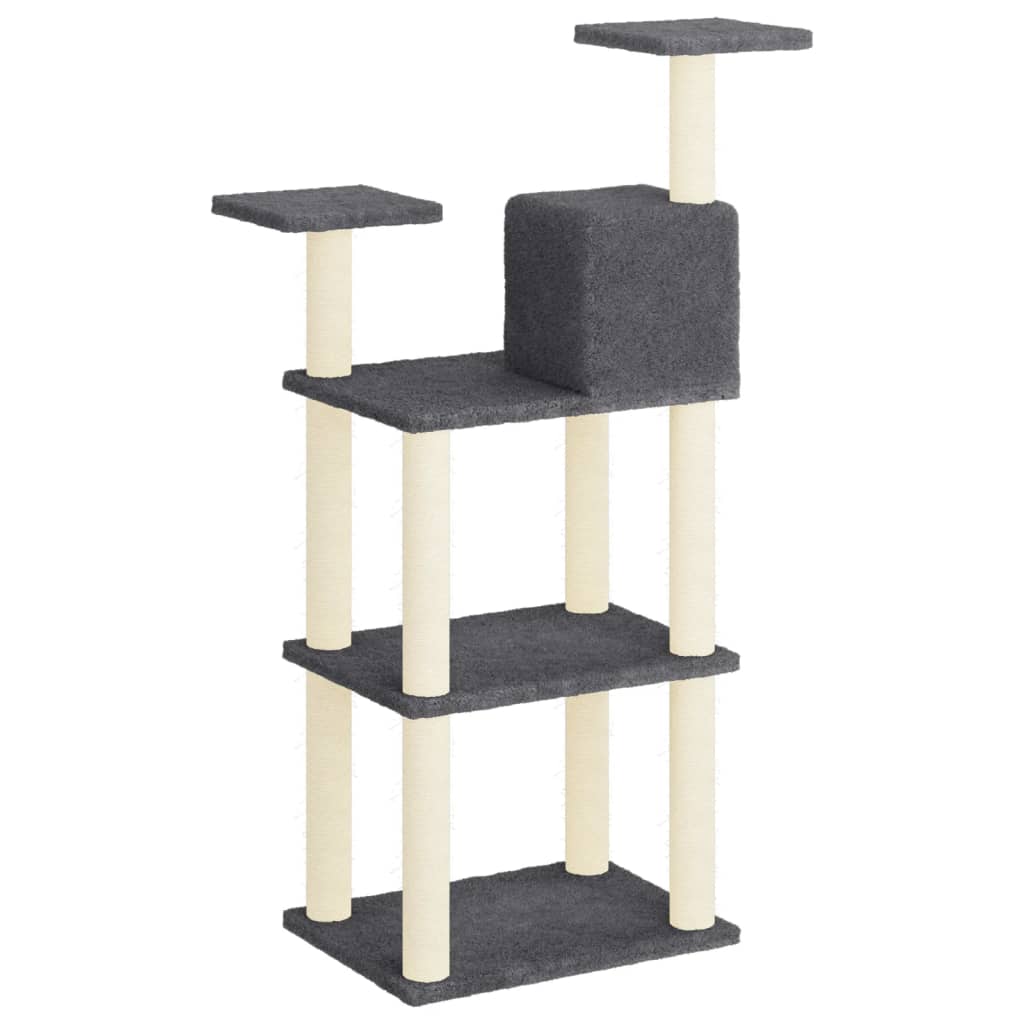 Cat Tree with Sisal Scratching Posts Dark Grey 118.5 cm