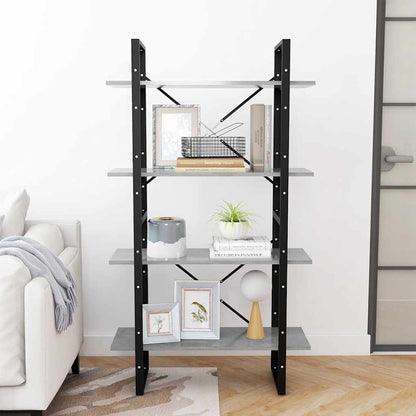4-Tier Book Cabinet Concrete Grey 80x30x140 cm Engineered Wood