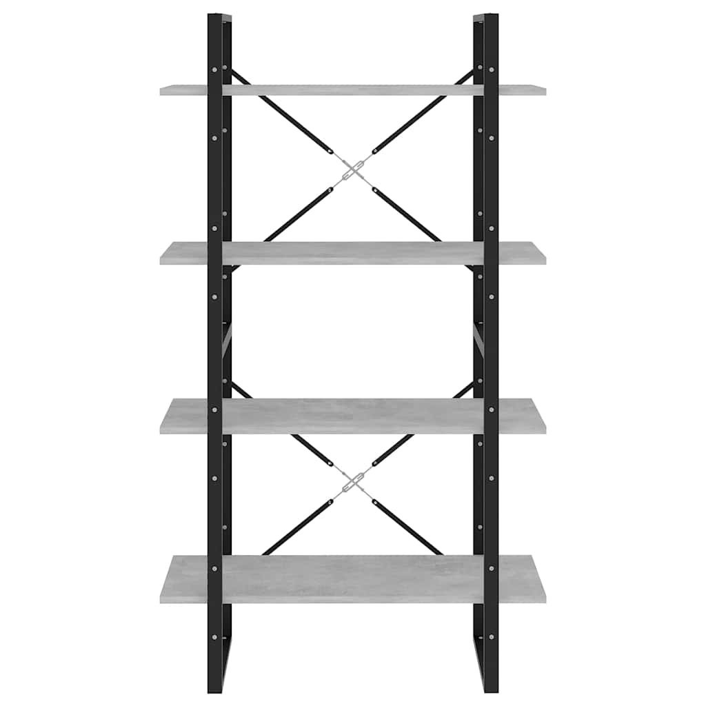 4-Tier Book Cabinet Concrete Grey 80x30x140 cm Engineered Wood