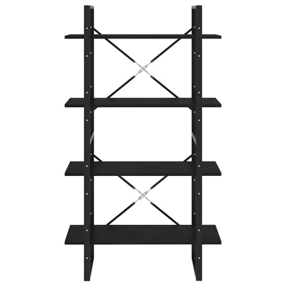 4-Tier Book Cabinet Black 80x30x140 cm Solid Pine Wood