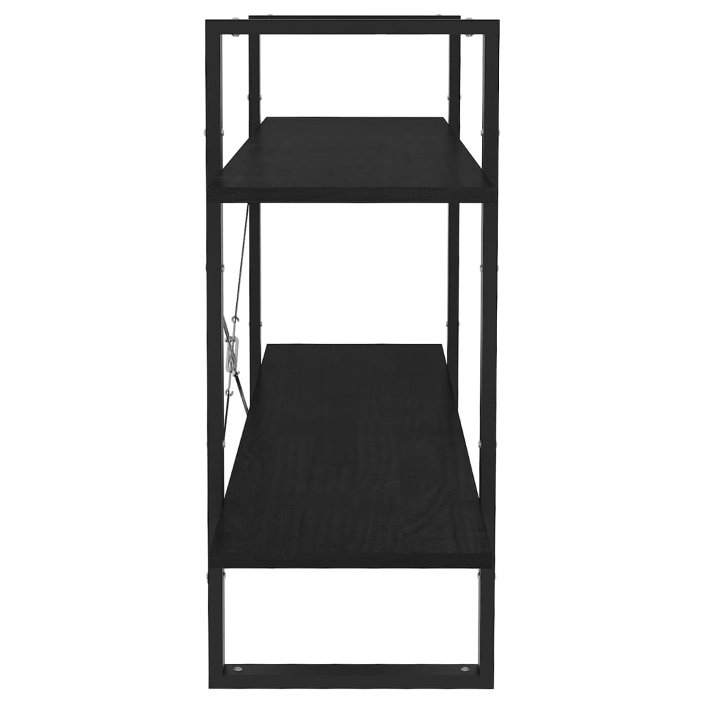 Book Cabinet | Black | Solid Pine Wood, Metal | Medium | Book Cabinet
