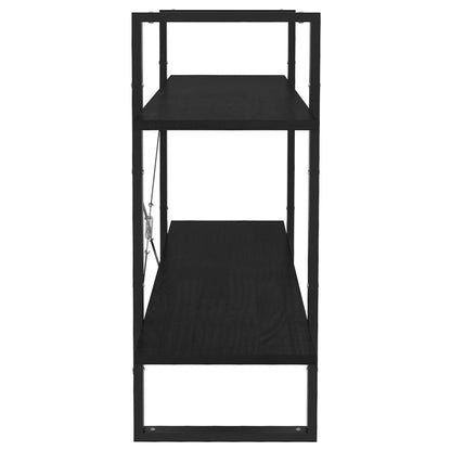 Book Cabinet | Black | Solid Pine Wood, Metal | Medium | Book Cabinet