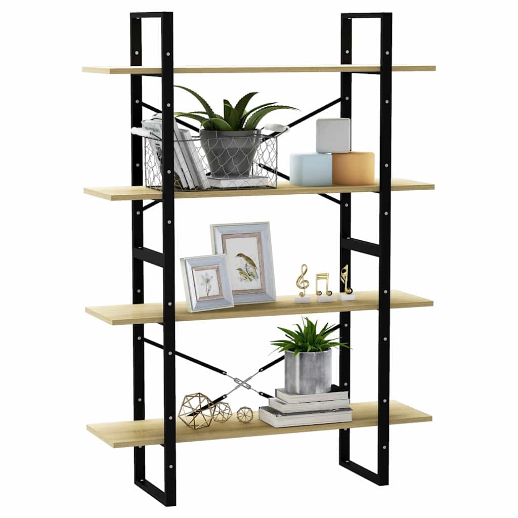 806480 vidaXL 4-Tier Book Cabinet Sonoma Oak 100x30x140 cm Engineered Wood