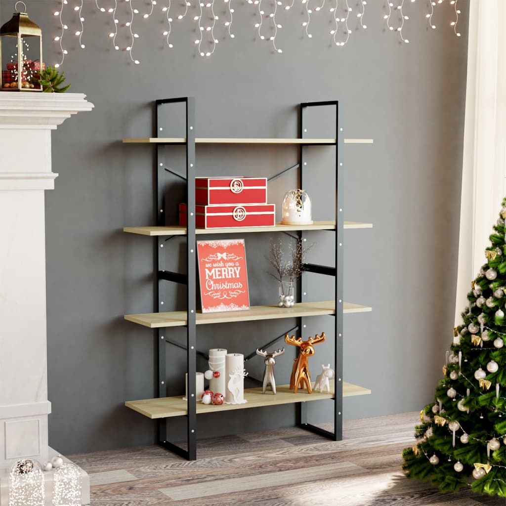806480 vidaXL 4-Tier Book Cabinet Sonoma Oak 100x30x140 cm Engineered Wood