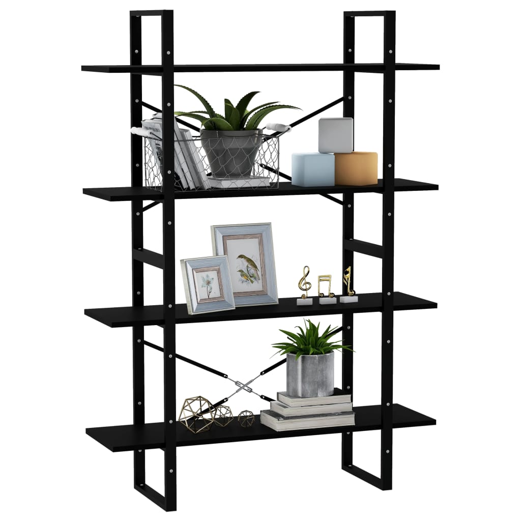 Book Cabinet | Black | Solid pine wood, metal | Large | Book Cabinet