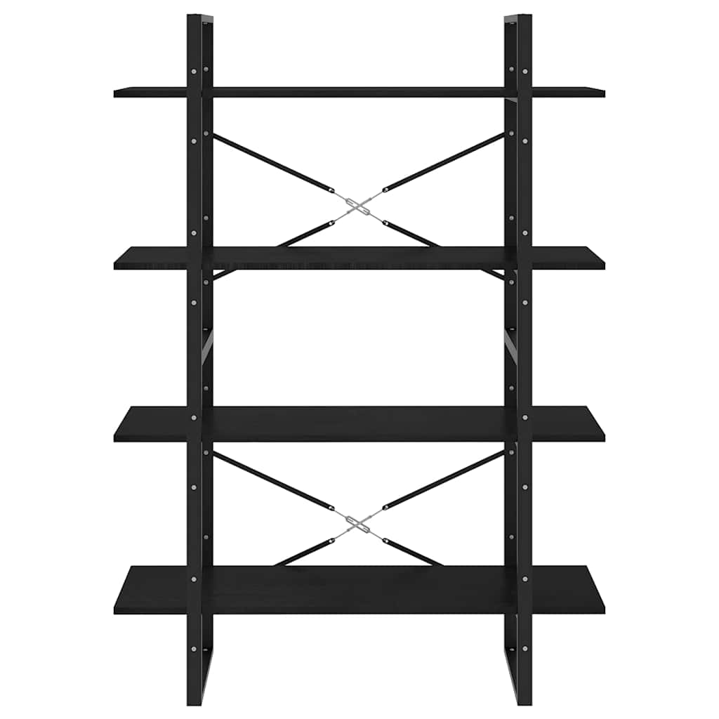 4-Tier Book Cabinet Black 100x30x140 cm Solid Wood Pine
