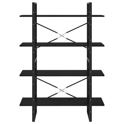 4-Tier Book Cabinet Black 100x30x140 cm Solid Wood Pine