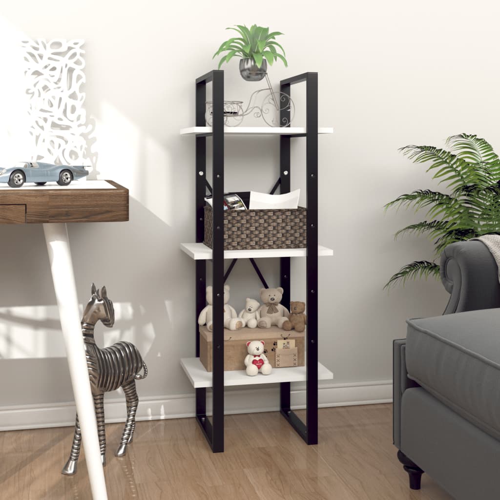 3-Tier Book Cabinet White 40x30x105 cm Engineered Wood