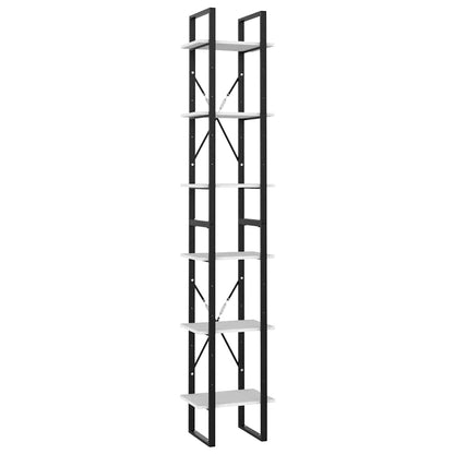 806497 vidaXL 6-Tier Book Cabinet White 40x30x210 cm Engineered Wood