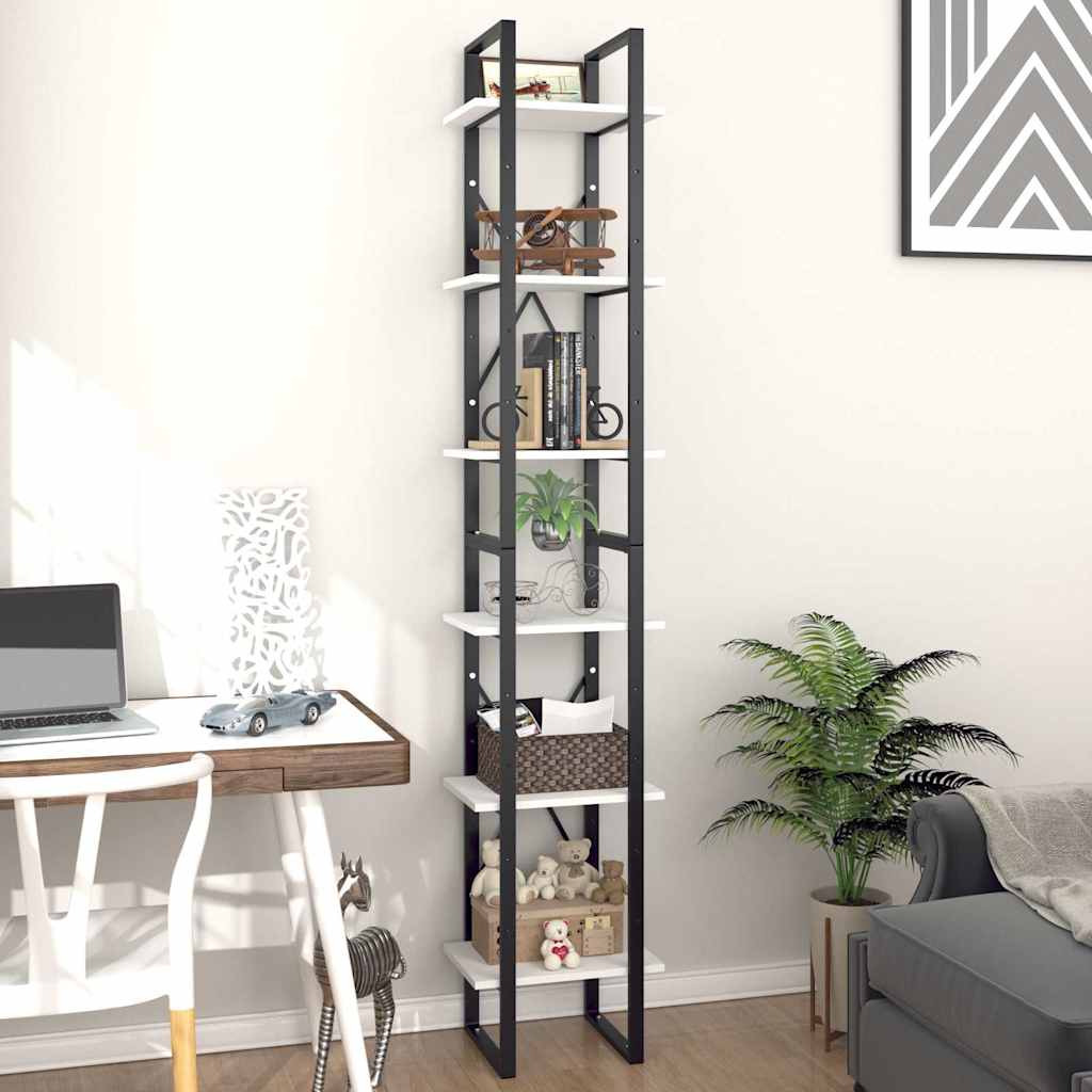 806497 vidaXL 6-Tier Book Cabinet White 40x30x210 cm Engineered Wood