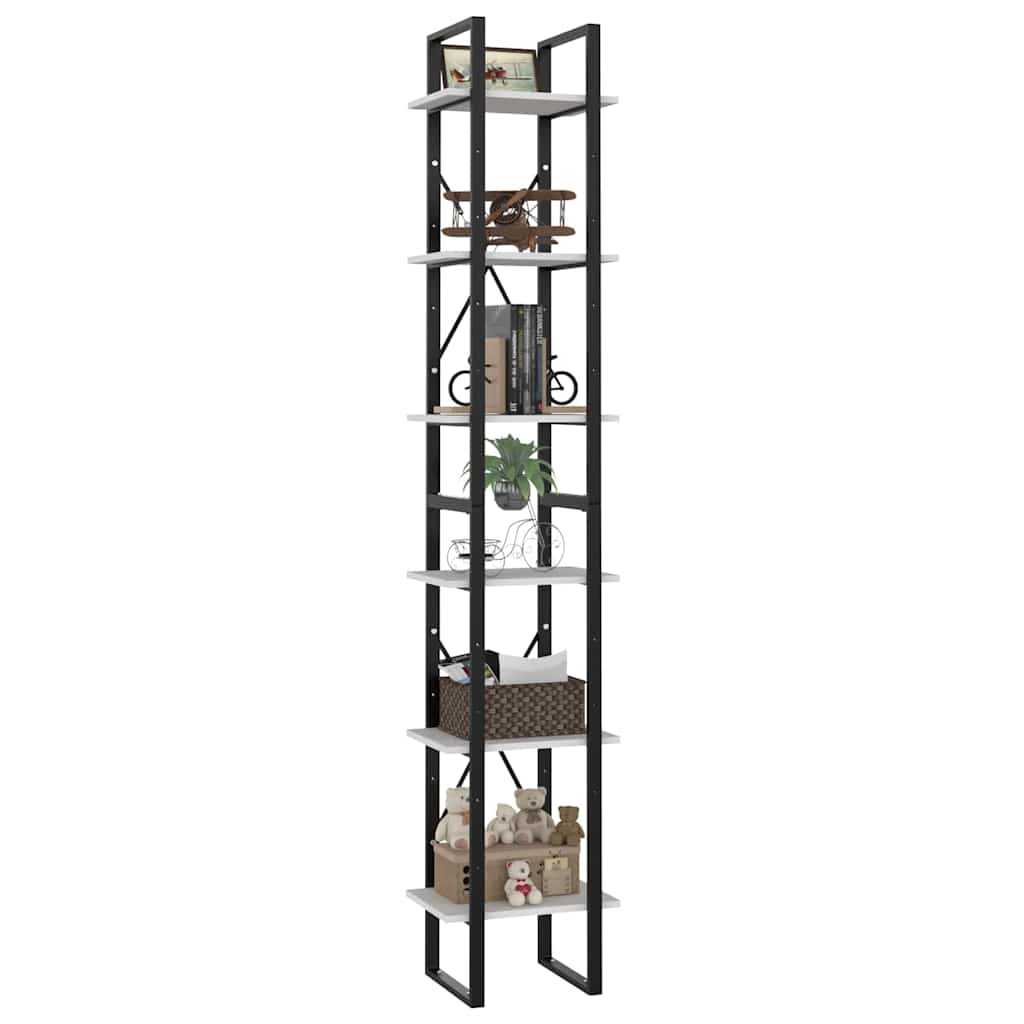 806497 vidaXL 6-Tier Book Cabinet White 40x30x210 cm Engineered Wood