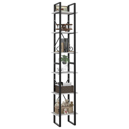 806497 vidaXL 6-Tier Book Cabinet White 40x30x210 cm Engineered Wood