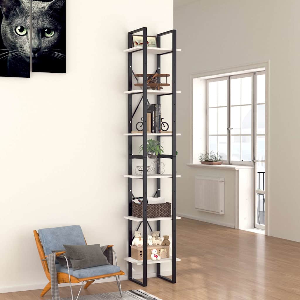 806497 vidaXL 6-Tier Book Cabinet White 40x30x210 cm Engineered Wood