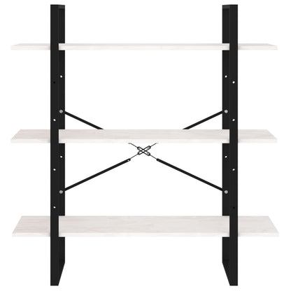 3-Tier Book Cabinet White 100x30x105 cm Solid Pine Wood