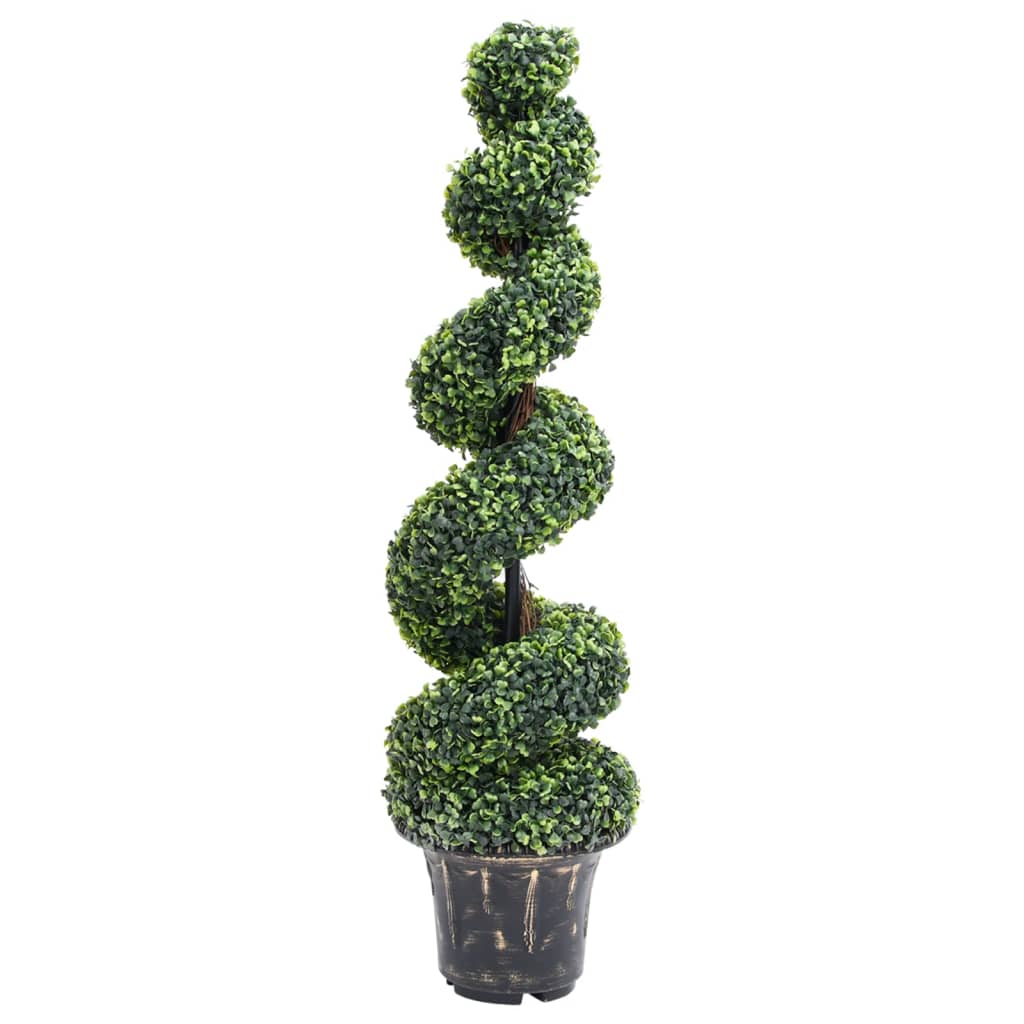 Artificial Boxwood Spiral Plant with Pot Green 117 cm showcasing its vibrant green leaves and unique spiral shape, perfect for adding a touch of greenery to any indoor or outdoor space.