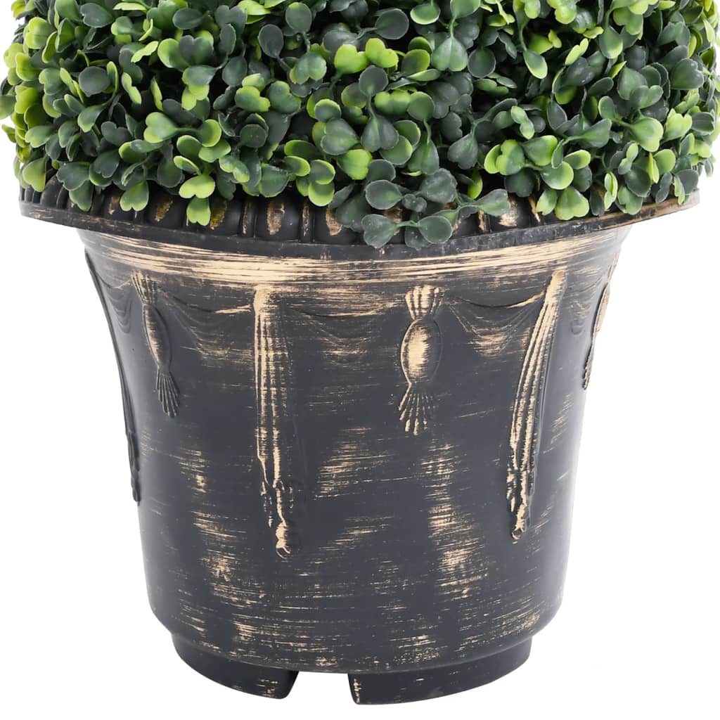 Close-up of the Artificial Boxwood Spiral Plant with Pot Green 117 cm highlighting the realistic texture and vibrant green colour of the leaves.