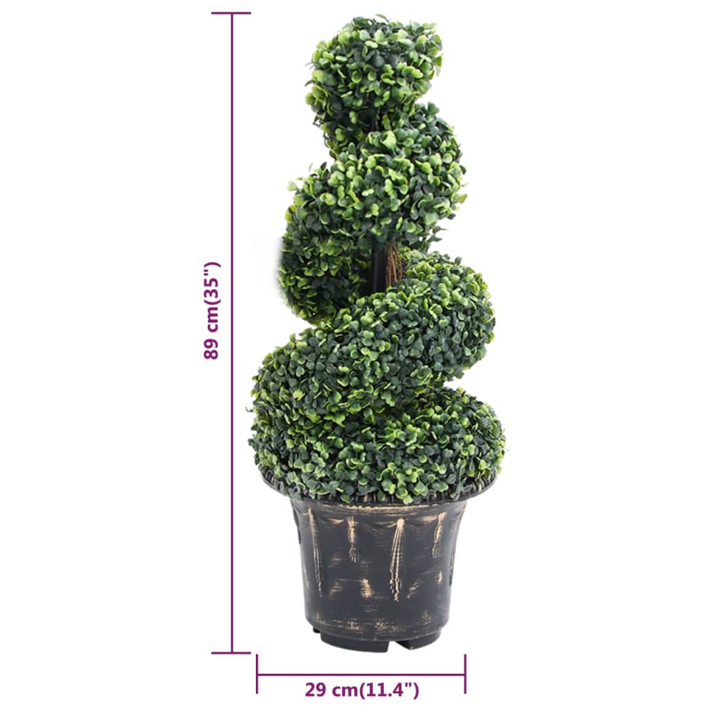 Close-up of Artificial Boxwood Spiral Plant with Pot Green 89 cm, showcasing the detailed texture and vibrant colour of this eye-catching decor piece.