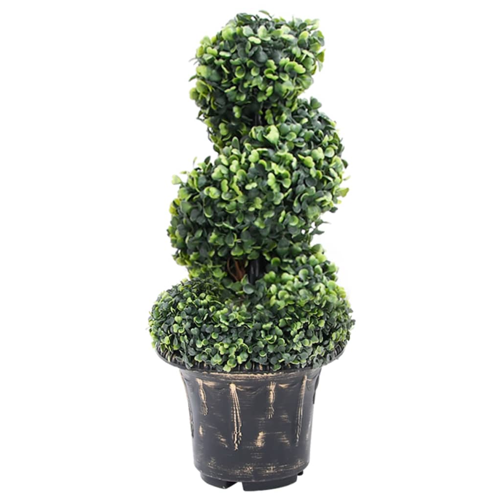 Artificial Boxwood Spiral Plant with Pot Green 59 cm - Lush green colour and unique spiral design suitable for home and office decor.
