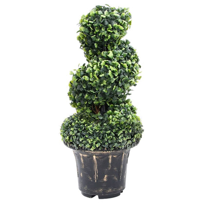 Artificial Boxwood Spiral Plant with Pot Green 59 cm - Lush green colour and unique spiral design suitable for home and office decor.