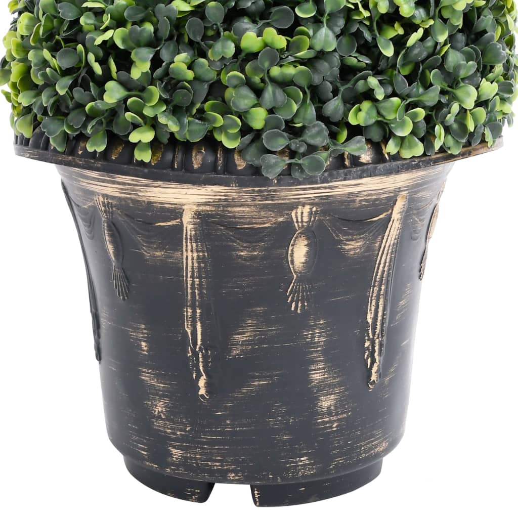 Close-up view of the Artificial Boxwood Spiral Plant with Pot Green 59 cm, showcasing its lush green colour and natural texture.