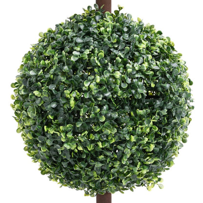 Artificial Boxwood Plant with Pot Ball Shaped Green 118 cm displayed on a balcony, highlighting its elegant design and weather-resistant features for outdoor decoration.