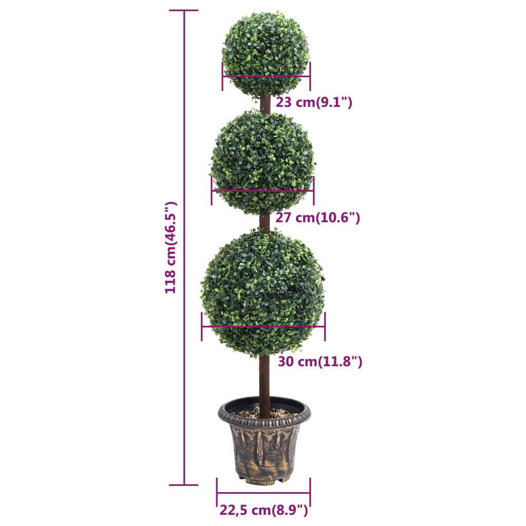 Artificial Boxwood Plant with Pot Ball Shaped Green 118 cm - Close-up view showcasing the realistic texture and vibrant colour of the boxwood plant, enhancing any living space.