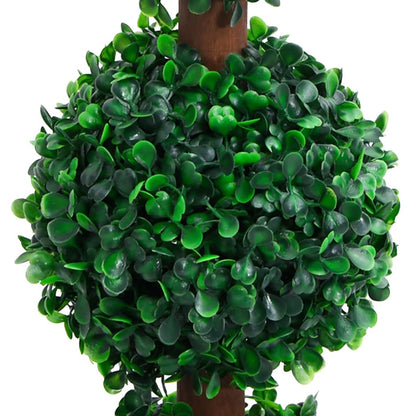 Close-up of the lush green foliage of the 90 cm Artificial Boxwood Plant with Pot, showcasing its realistic texture and vibrant colour.