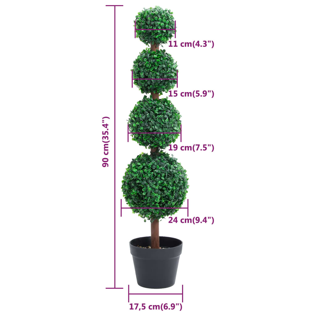 Stylish Artificial Boxwood Plant with Pot, Ball Shaped Green 90 cm, ideal for low-maintenance home decoration.