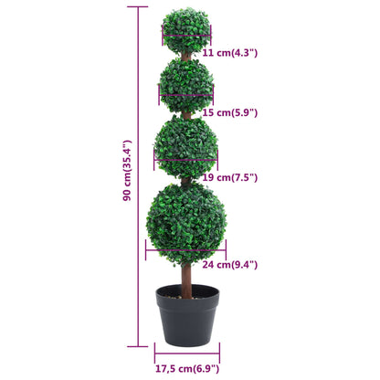 Stylish Artificial Boxwood Plant with Pot, Ball Shaped Green 90 cm, ideal for low-maintenance home decoration.