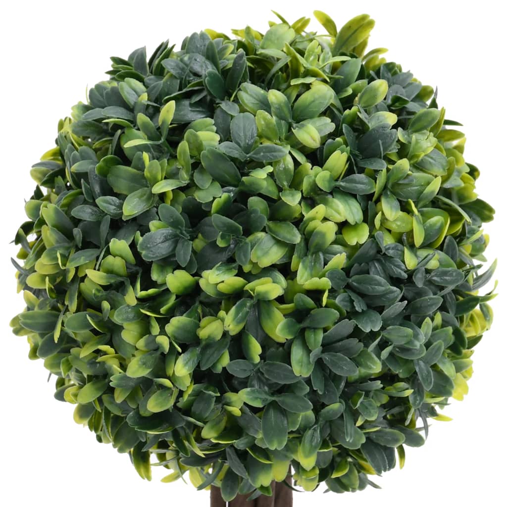 Close-up view of Artificial Boxwood Plants 2 pcs with Pots Ball Shaped Green 56 cm, showcasing its realistic texture and lush green colour.