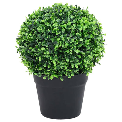 Close-up view of Artificial Boxwood Plants 2 pcs with Pots Ball Shaped Green 32 cm showcasing lush texture and vibrant colour.