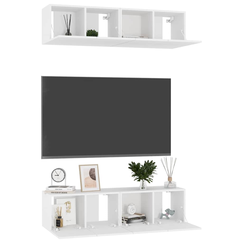 4 Piece TV Cabinet Set White 60x30x30 cm Engineered Wood