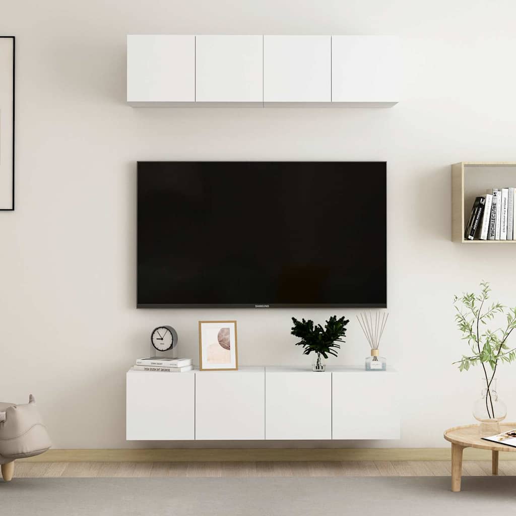 4 Piece TV Cabinet Set White 60x30x30 cm Engineered Wood