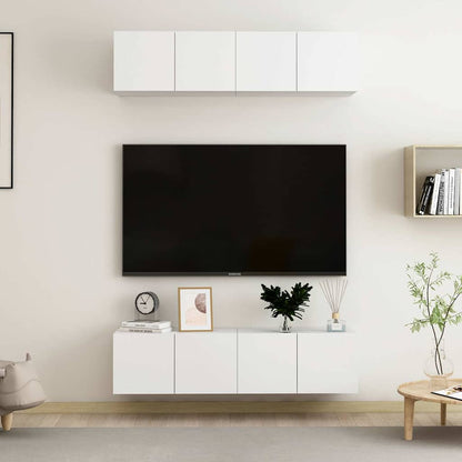 4 Piece TV Cabinet Set White 60x30x30 cm Engineered Wood