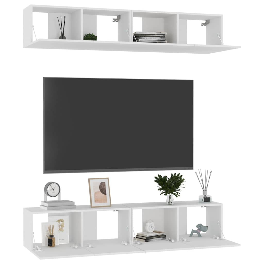 4 Piece TV Cabinet Set White 80x30x30 cm Engineered Wood