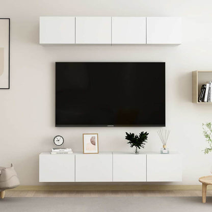 4 Piece TV Cabinet Set White 80x30x30 cm Engineered Wood