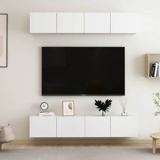 4 Piece TV Cabinet Set White 80x30x30 cm Engineered Wood