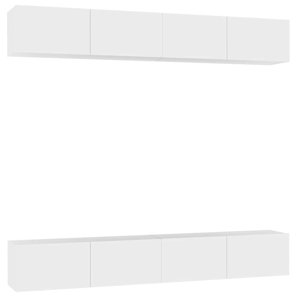 4 Piece TV Cabinet Set White 100x30x30 cm Engineered Wood