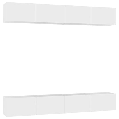 4 Piece TV Cabinet Set White 100x30x30 cm Engineered Wood