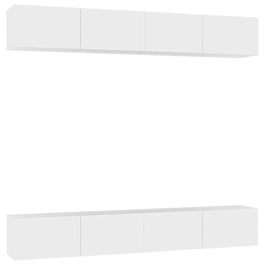 4 Piece TV Cabinet Set White 100x30x30 cm Engineered Wood
