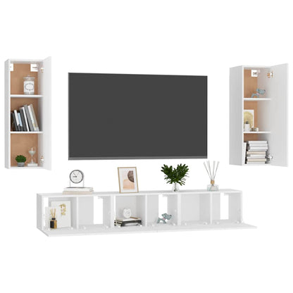 5 Piece TV Cabinet Set White Engineered Wood