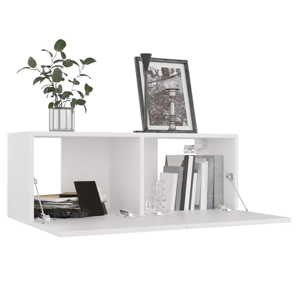 4 Piece TV Cabinet Set White Engineered Wood