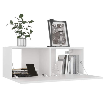 4 Piece TV Cabinet Set White Engineered Wood