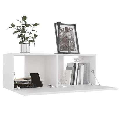 4 Piece TV Cabinet Set White Engineered Wood