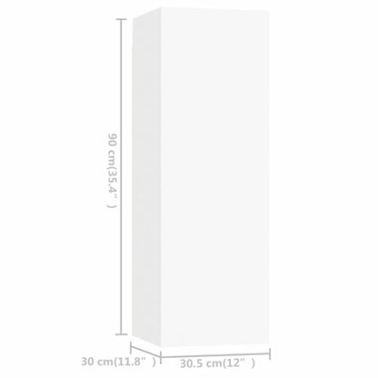 4 Piece TV Cabinet Set White Engineered Wood