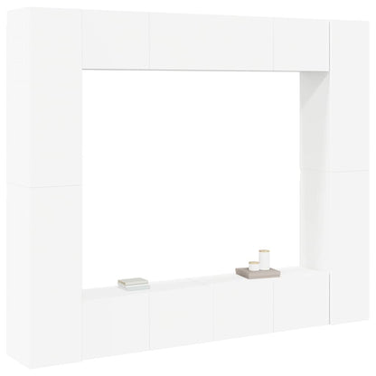 8 Piece TV Cabinet Set White Engineered Wood