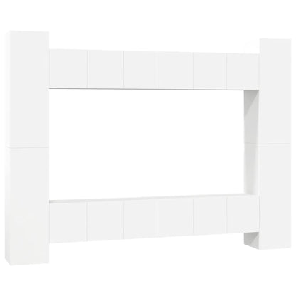 10 Piece TV Cabinet Set White Engineered Wood